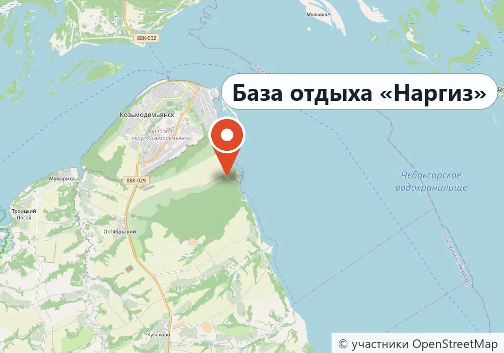 Карта: база отдыха «Наргиз» у Козьмодемьянска